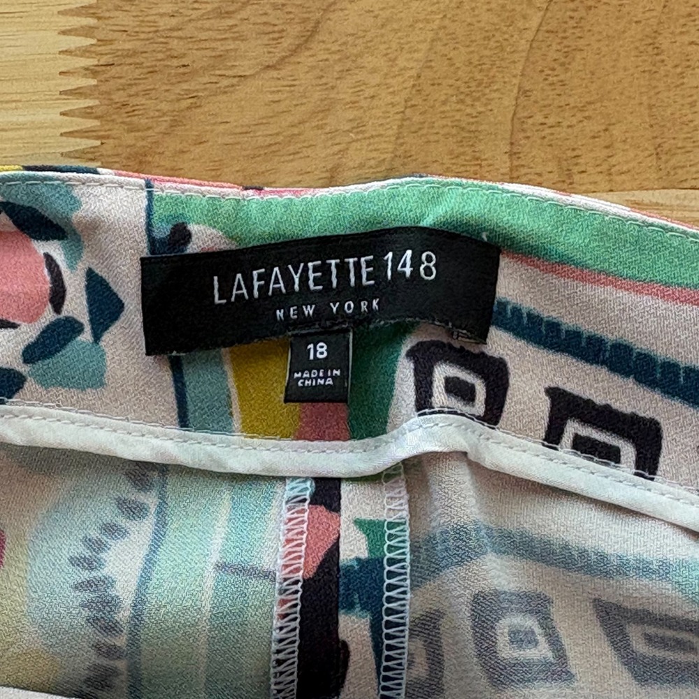 Lafayette 148 New York XXL Abstract Geometric Cotton 2 Piece Top Coulotte Set - Picture 15 of 16